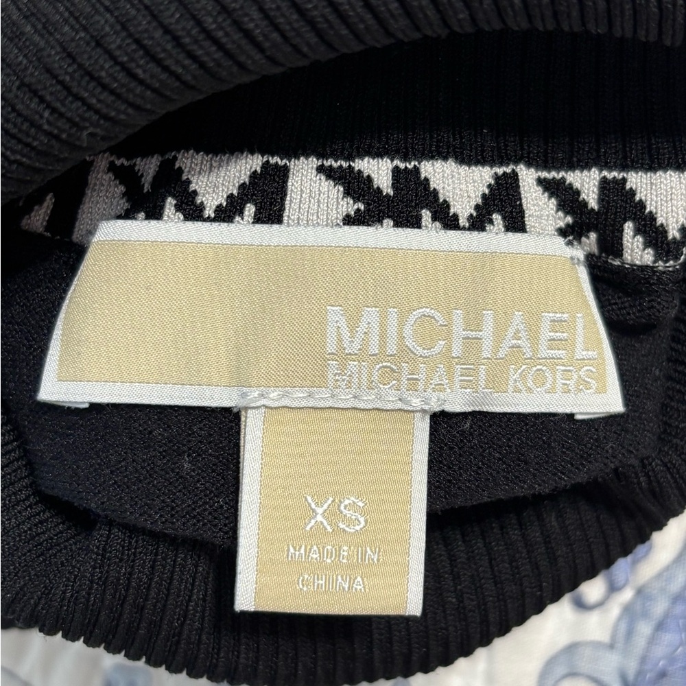 Michael Kors Black Sleeveless Tank top turtleneck size XS white MK logo detail - Picture 7 of 11